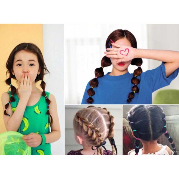 Set 1000 Sợ Thun Cột Tóc Tiện Lợi Có Túi Đựng Tha Hồ Tạo Kiểu Tóc