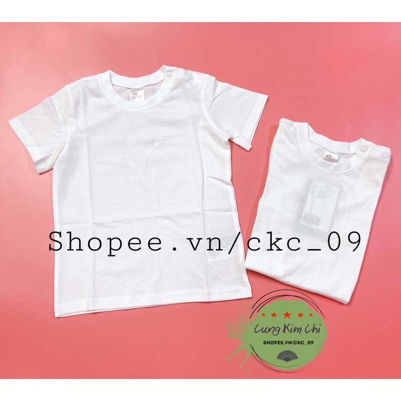 TÁCH SET 1 CHIẾC áo trắng trơn cotton cộc tay siêu mát  cho bé HM US