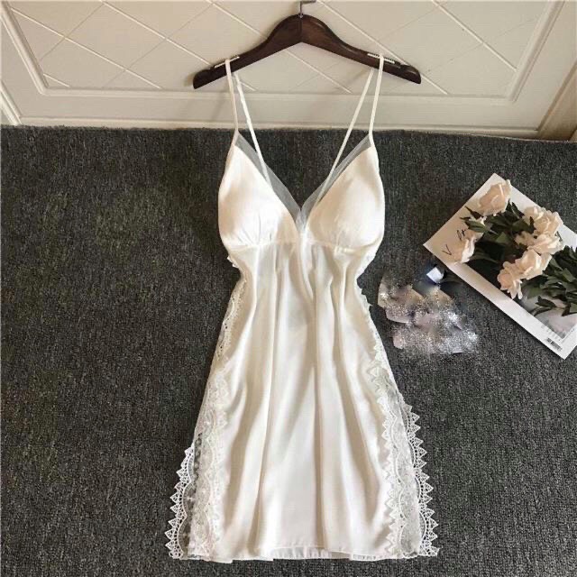 Đầm ngủ 2 dây phối ren eo, ngực phối lưới , chất liệu lụa satin cao cấp , freesize dưới 65kg - CHUYÊN SỈ THỜI TRANG NỮ