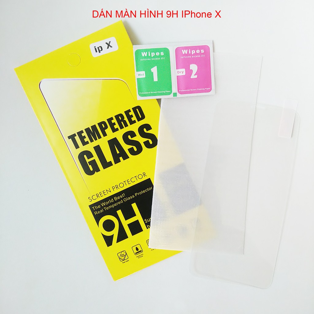 DÁN MÀN HÌNH CƯỜNG LỰC 9H IPHONE X (CÓ KÈM MIẾNG LAU)