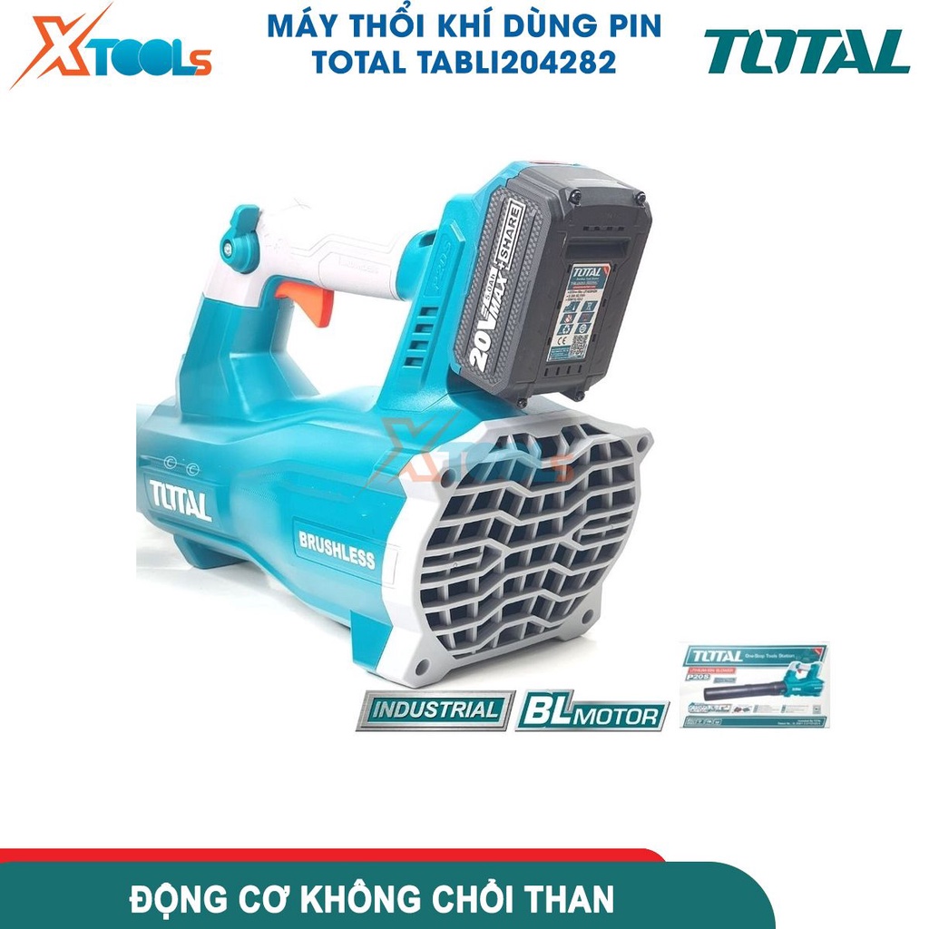 Máy thổi bụi dùng pin 20V TOTAL TABLI204282 kèm 2 pin 1 sạc, máy thổi lá cầm tay Điện thế pin 20V- CHÍNH HÃNG- XTOOLS