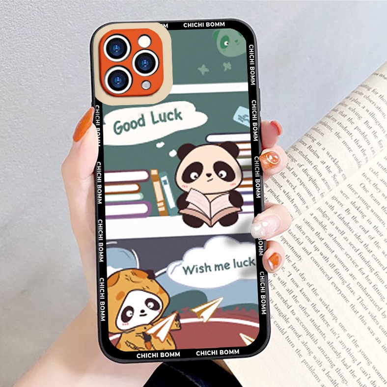 Ốp lưng iphone cạnh vuông lỗ camera panda luck 6s/6splus/7/7plus/8/8plus/x/xr/xs/11/12/13/pro/max/plus/promax