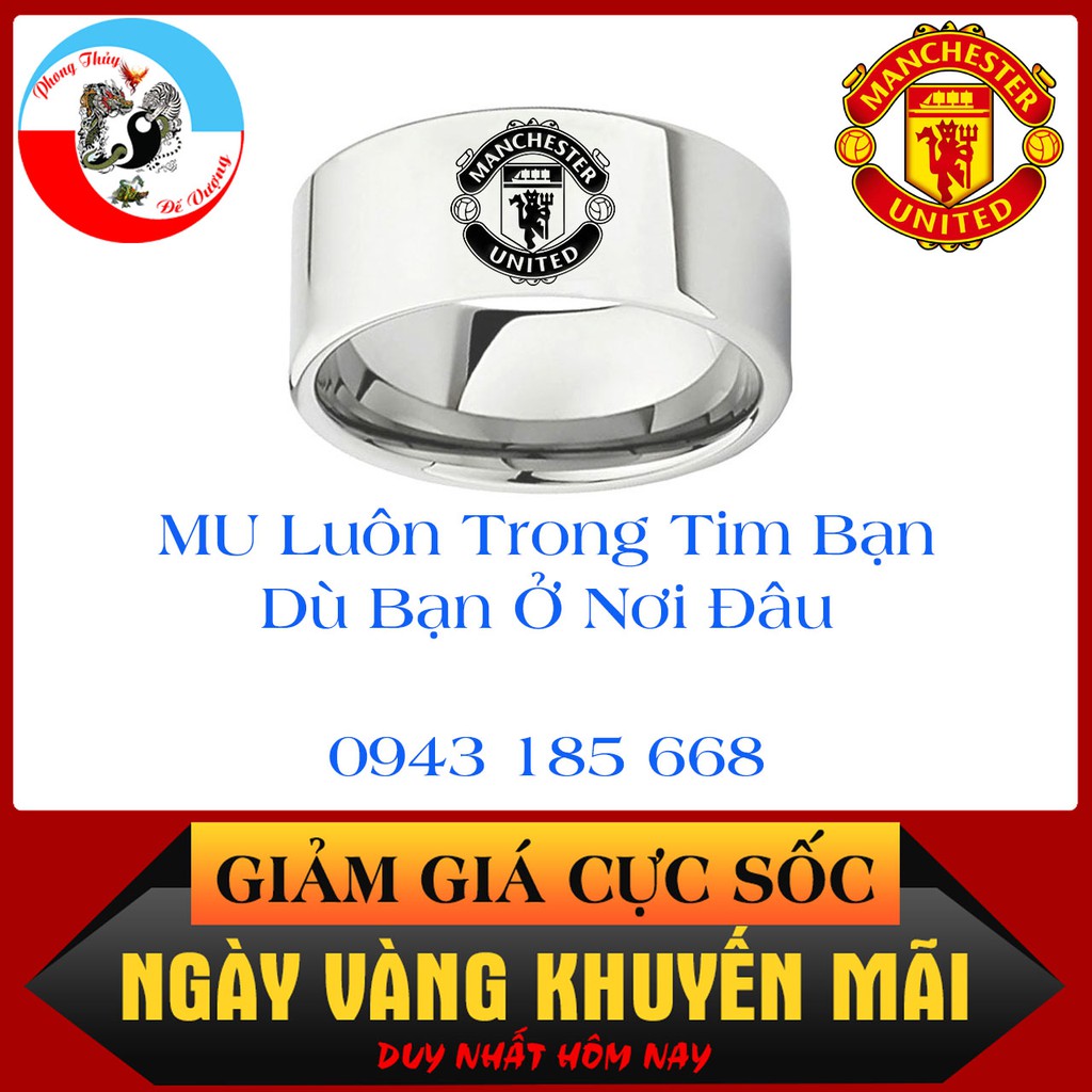 Nhẫn Nam Nữ Phong Cách Đẹp Ngầu Titan Không Gỉ Logo Manchester United Fan Christiano Ronaldo