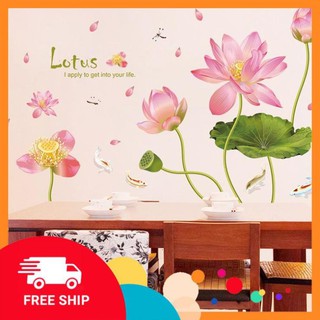 ⚡️𝗙𝗥𝗘𝗘𝗦𝗛𝗜𝗣⚡️ Decal dán tường Hoa sen uốn
