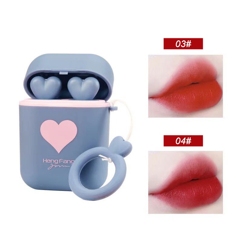 Hộp son môi gồm hai thỏi son với thiết kế như hộp tai nghe hình trái tim | BigBuy360 - bigbuy360.vn