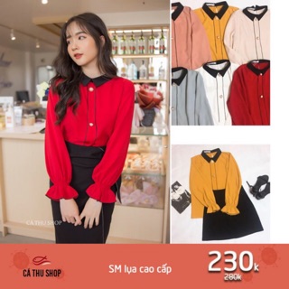 Áo sơ mi lụa phối cổ (giá đã sale )