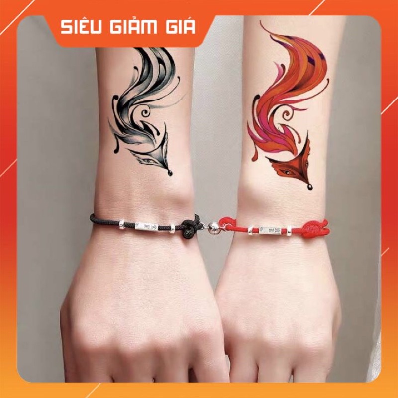 Hình Xăm Dán Tạm Thời Cáo 9 đuôi 5cm X 8cm Chống Thấm Nước 7 Ngày Hot Trend 2023