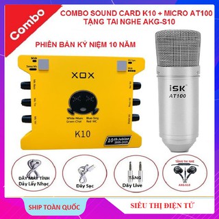 Mua Combo Sound Card K10  Micro AT100  Tặng Tai Nghe AKG-S10 - Bộ K10 Kỷ Niệm 10 Năm Và Mic AT100