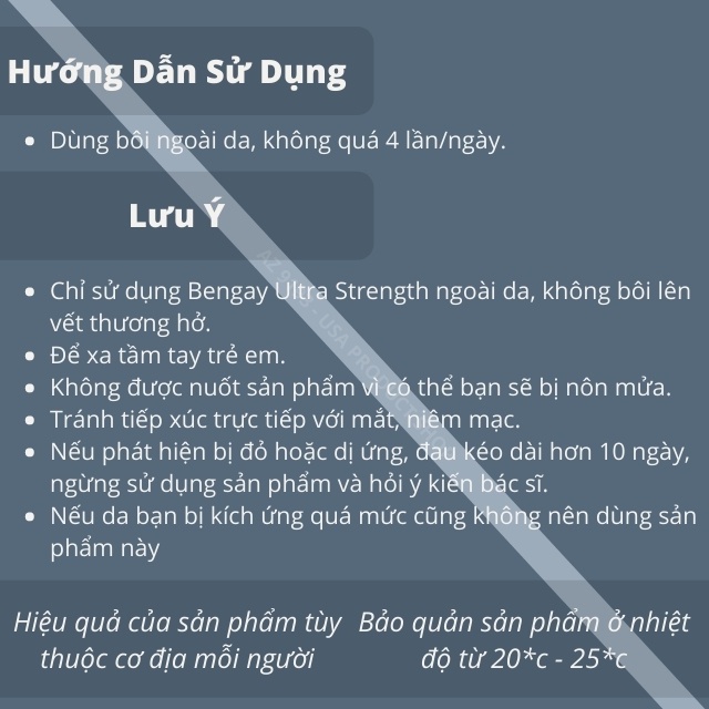 Dầu nóng xoa bóp Bengay Mỹ, loại 113g, loại 85g kem xoa bóp Bengay dùng để bôi giảm đau các vết bông gân, trật khớp