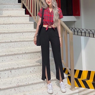 QUẦN ĐEN ỐNG LOE XẺ (KÈM HÌNH THẬT)