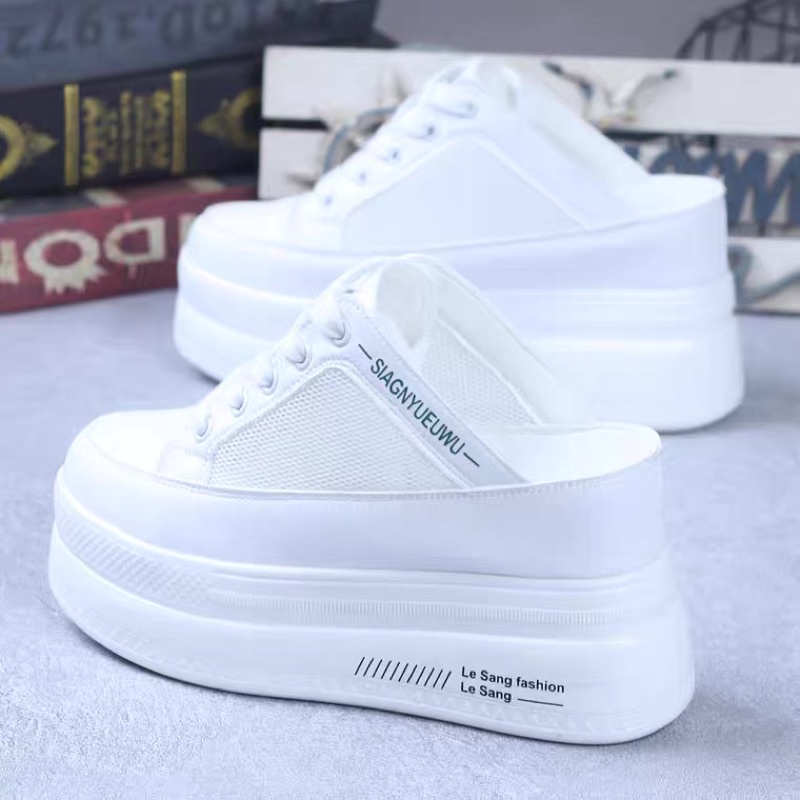 Giày sục thể thao độn đế 10cm⚡️Andu Store⚡️ Sục nữ pha lưới Quảng Châu, sẵn 40