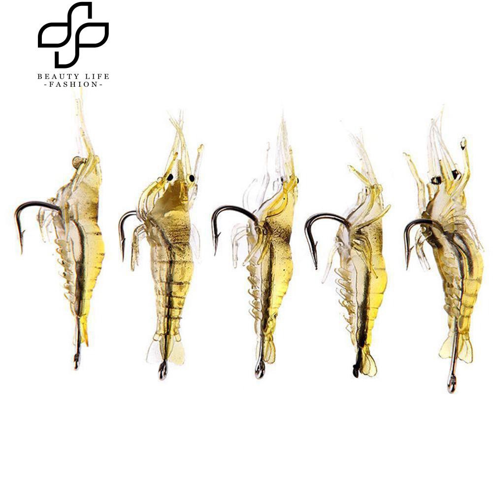 Set 5 mồi câu cá nhân tạo hình dạng tôm sống động