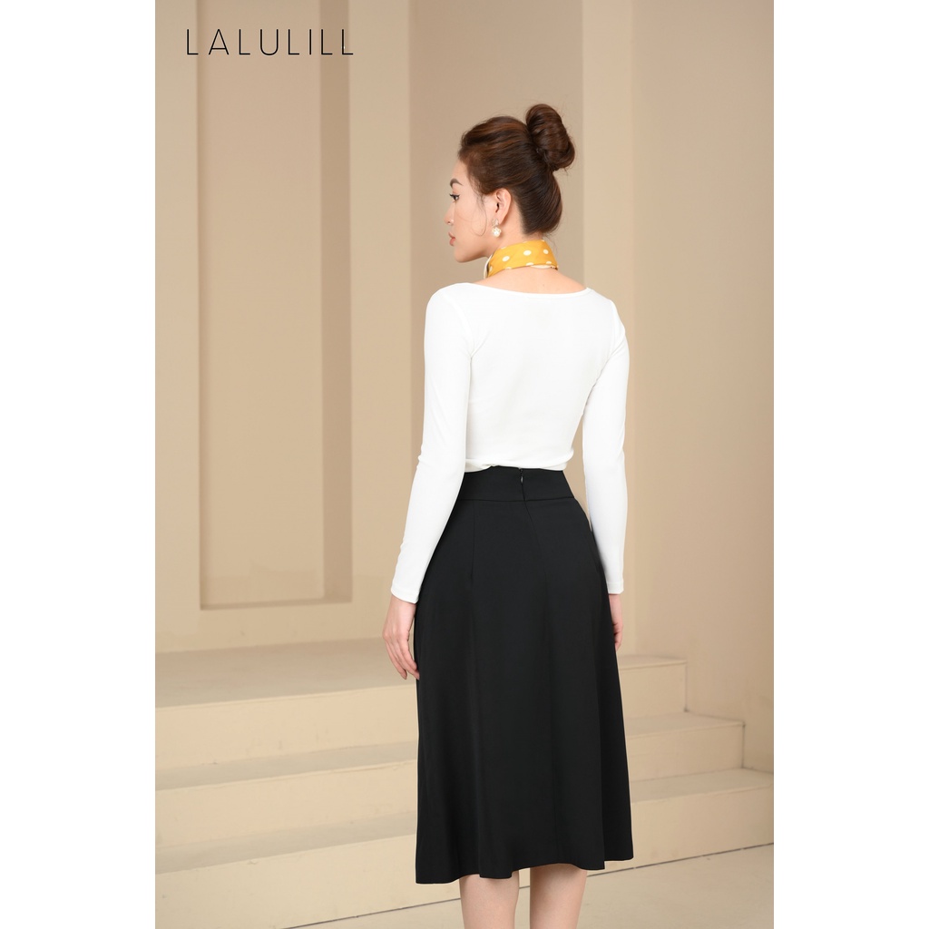 LALULILL - Chân váy 2 lớp dáng A khuy bọc trang trí phía trước