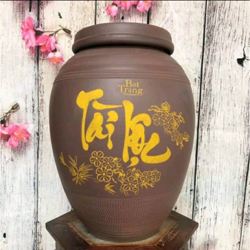Chum Sành Ngâm Rượu 10L Tài Lộc Không Men Bát Tràng Có Vòi và Không Vòi