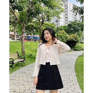 Áo cardigan hoa nhí tay dài (kèm áo dây lót phía trong)