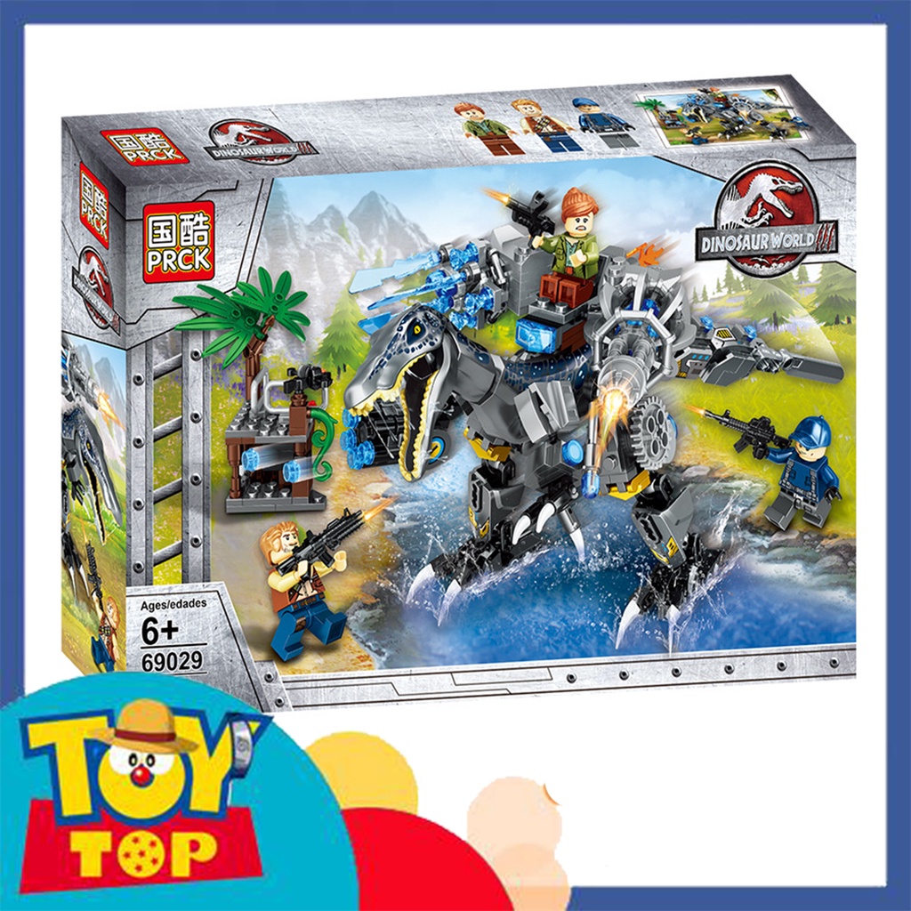 Đồ chơi lắp ráp ghép công viên khủng long máy với vũ khí tấn công nổi loạn xếp hình PRCK 69029 với 368 mảnh