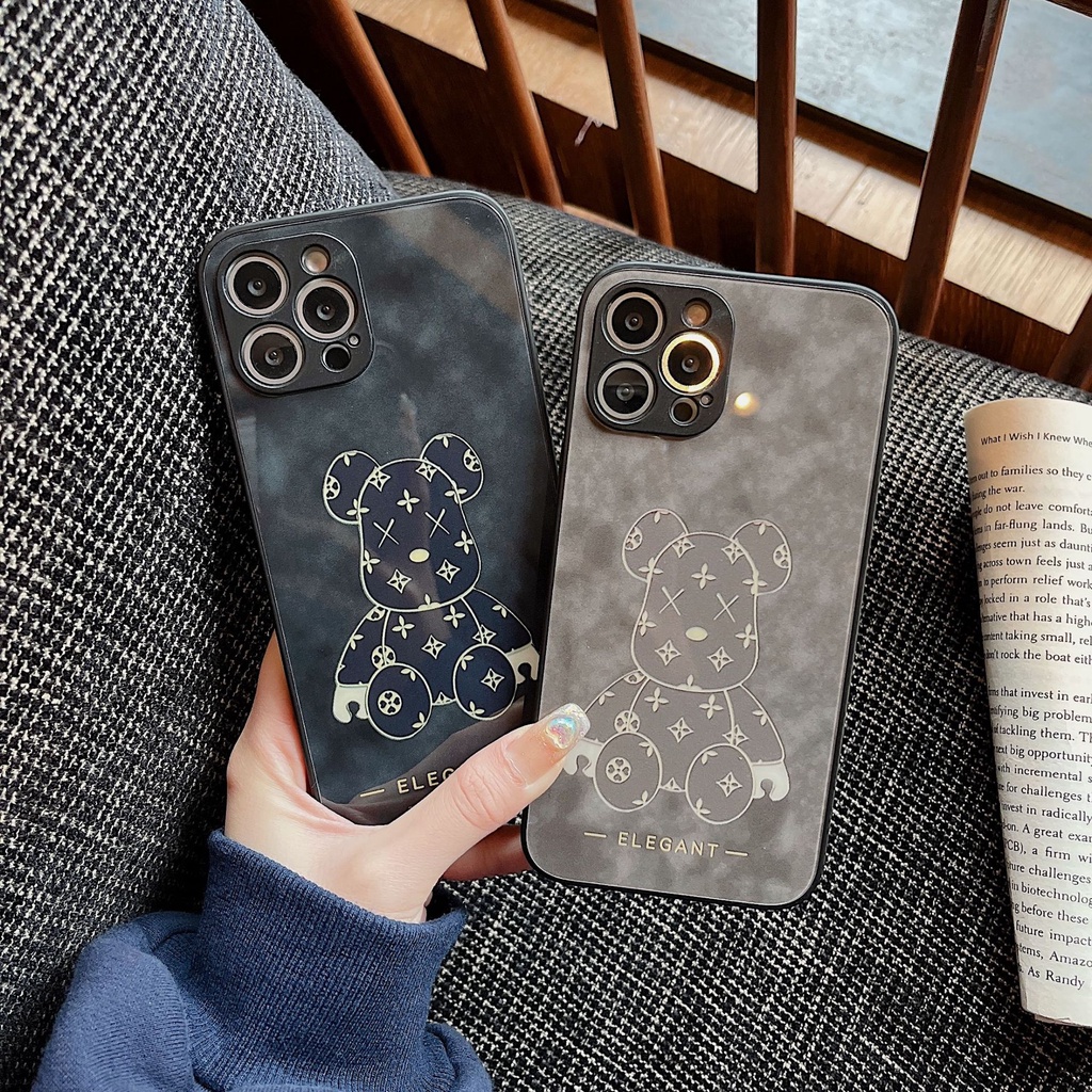 Ốp lưng iphone ốp Điện Thoại Mặt Kính Nhám In Hình Gấu Hoạt Hình Cho iPhone 14 13 12 11 PROMAX XS XR XSMAX SE2020 6 7 8PLUS