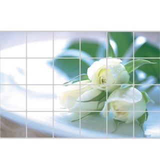 Decal dán bếp tráng nhôm - Hoa hồng trắng