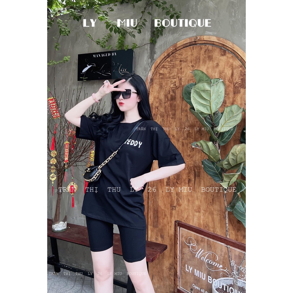 Sét áo phông thụng thêu gấu nổi, mix quần legging ngố, phong cách hàn quốc siêu xinhhh