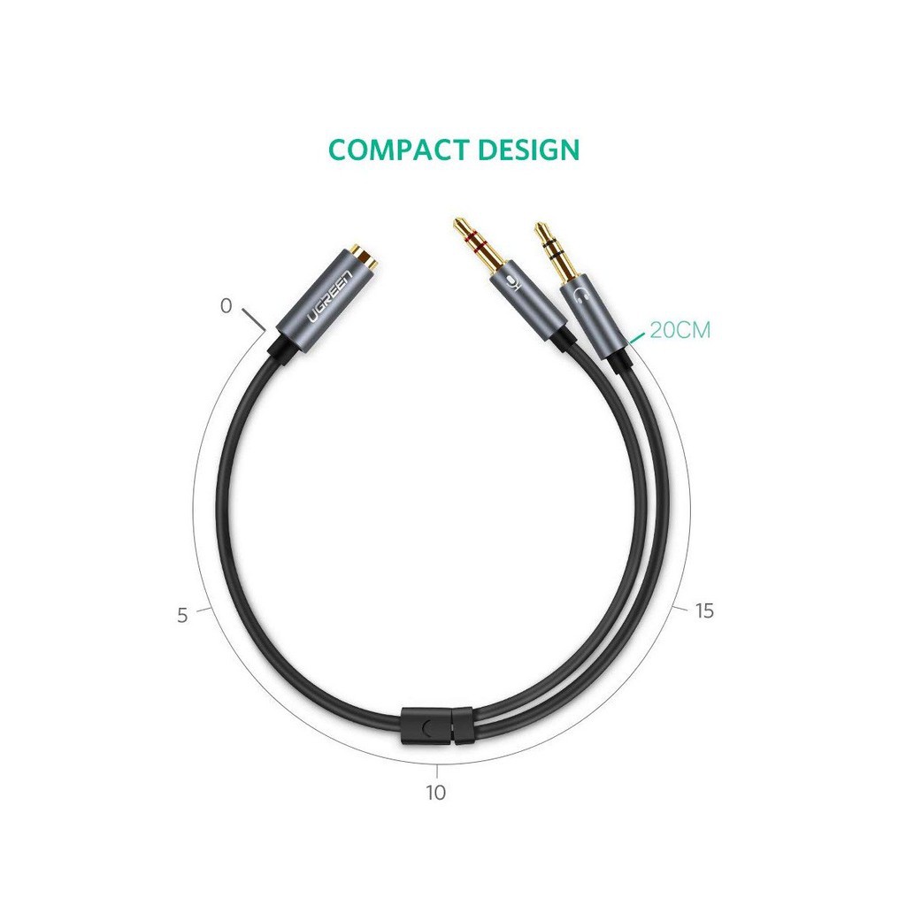Cáp Chuyển Âm Thanh 3.5mm Sang 2 Đầu Mic và Tai nghe Ugreen 20899