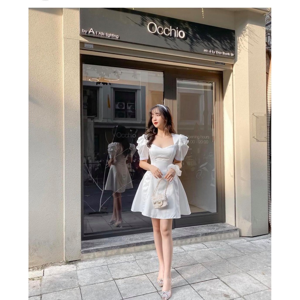 Đầm trắng tay phồng dễ thương - Poli Dress | BigBuy360 - bigbuy360.vn
