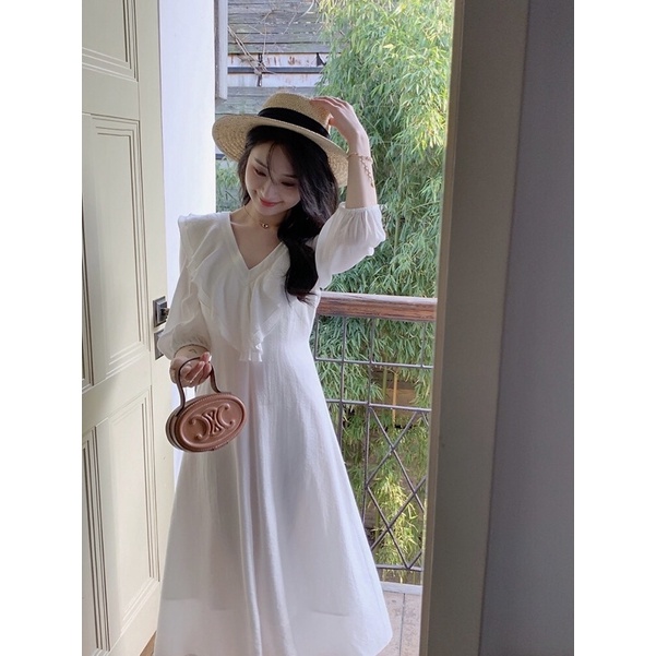 (Có BigSize) Đầm Váy Maxi Bèo Cổ Tay Dài