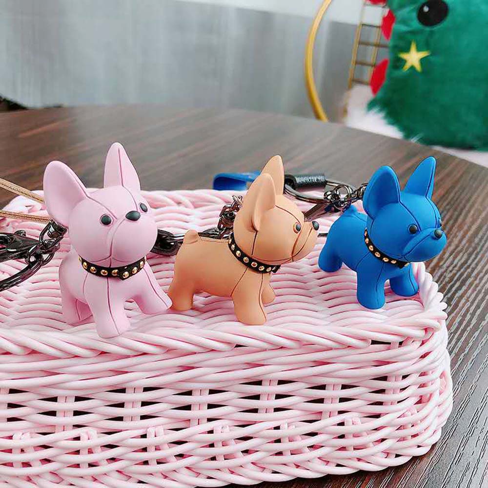Móc Chìa Khóa Bằng Da Hình Chú Chó Dễ Thương Nhiều Màu Sắc Cho Nam Và Nữ