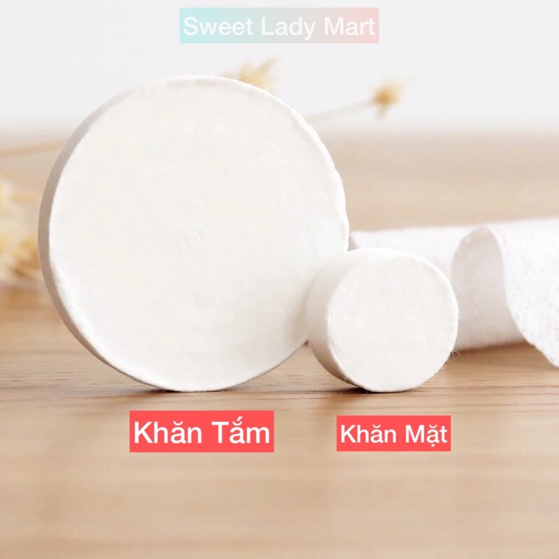 Khăn Mặt Nén Du Lịch Cotton Dày Dặn Chính Hãng 20x22cm