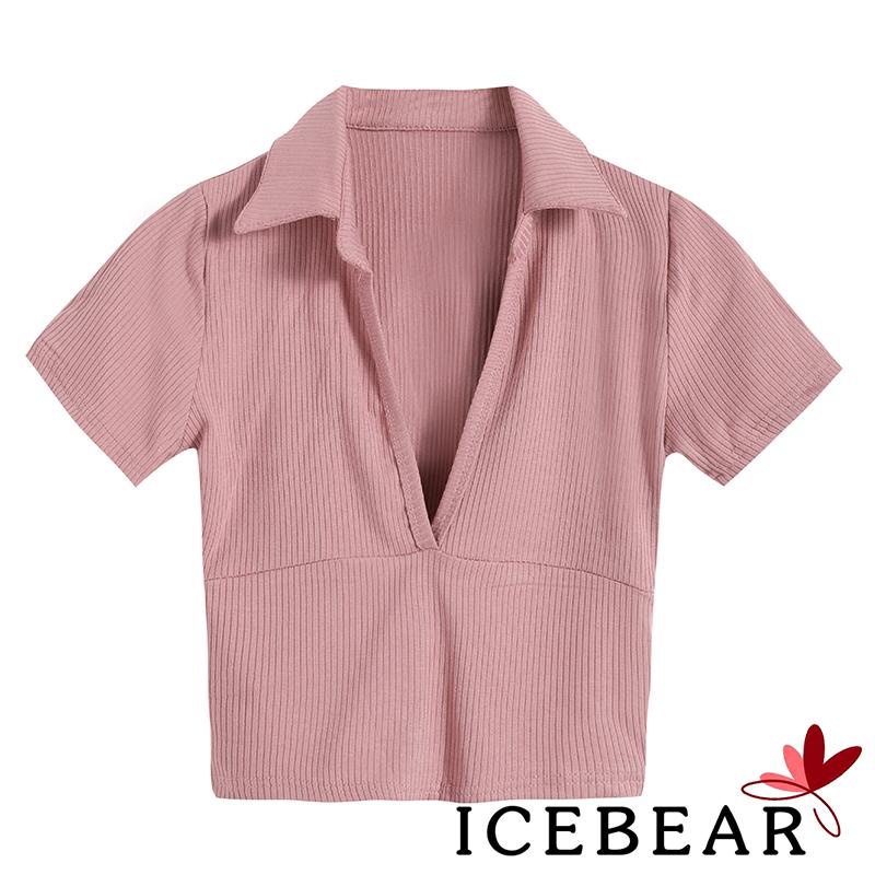 Áo thun nữ ngắn tay cổ chữ V màu sắc thời trang