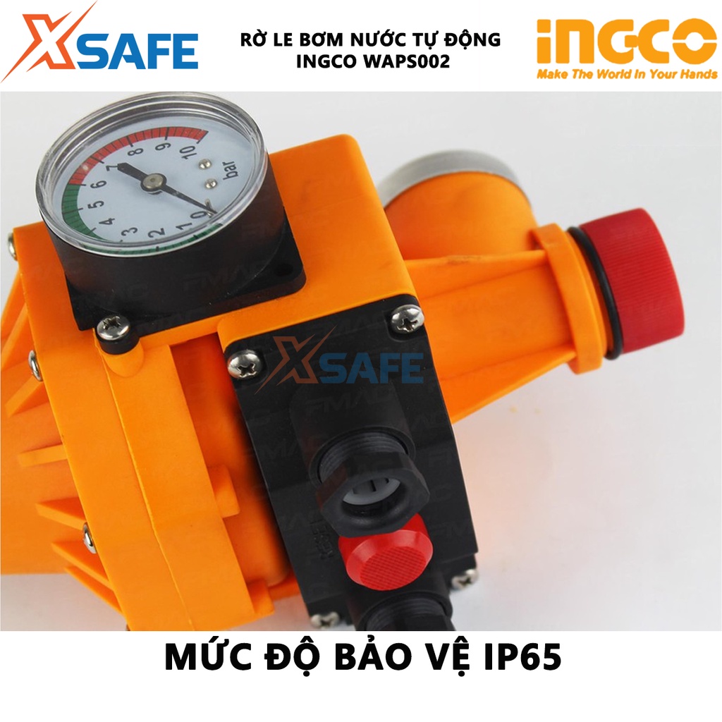 Rờ le tự động bơm nước bằng áp suất INGCO WAPS002 Thiết bị bơm nước 220-240V, áp suất tối đa cho phép 10bar - [XSAFE]