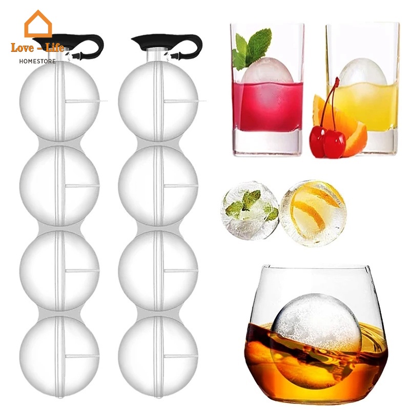 Khuôn Làm Đá Bi Tròn 4 Lỗ Bằng Nhựa PP Cấp Thực Phẩm DIY