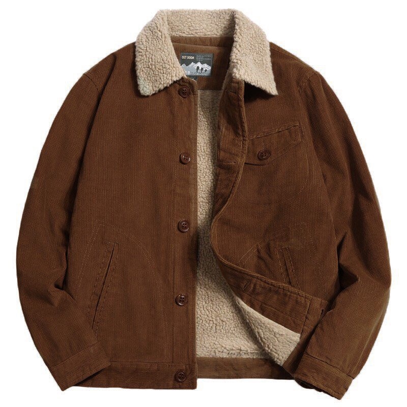 Áo khoác nam lót lông cừu cổ bẻ Áo Nhung Tăm nam đẹp cao cấp hàng hiệu mặc thu đông siêu ấm áp M5