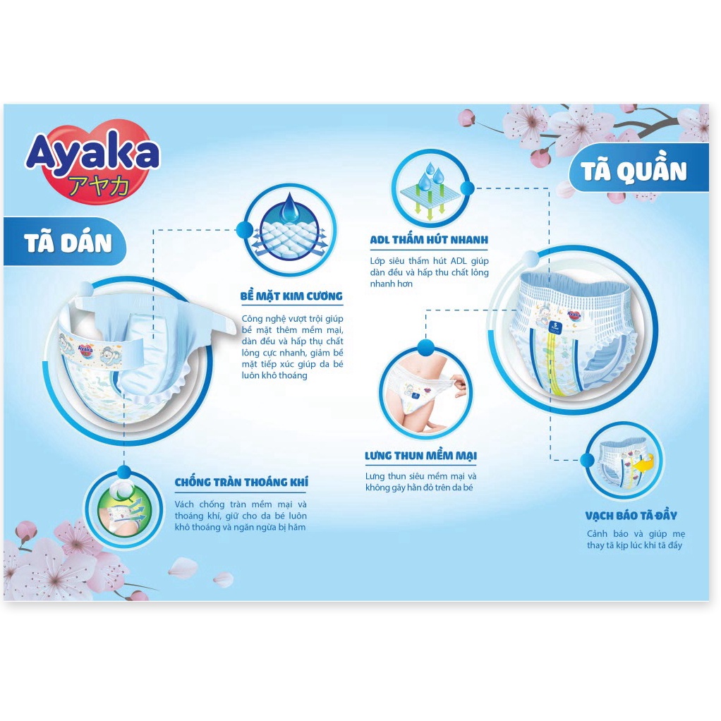 Tã quần trẻ em AYAKA Công Nghê Nhật Bản Size S32 32 miếng/gói dành cho bé 4-8kg - Thương Hiệu