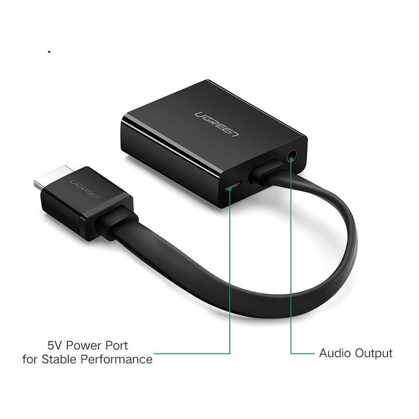 Cáp chuyển đổi HDMI to VGA dẹt có Audio Ugreen 40248- Hàng Chính hãng