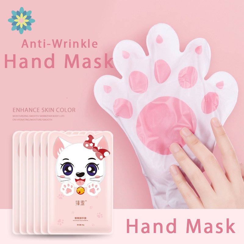 [Hàng mới về] Cặp mặt nạ tay hình chân mèo đáng yêu/ kem dưỡng tay tẩy tế bào chết chống nếp nhăn lão hóa (có bán lẻ)