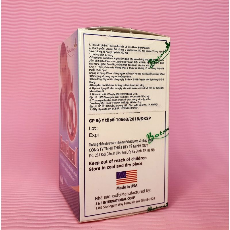 Viên uống hỗ trợ cai rượu BONIANCOL- Nhập khẩu từ Canada - Lọ 60 viên