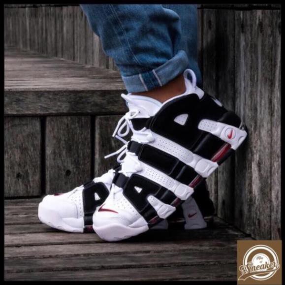 HOT 12.12 HẠ GIÁ | Real | Giầy thể thao nam nữ AIR UPTEMPO Trắng sọc đen (FULLBOX) * :