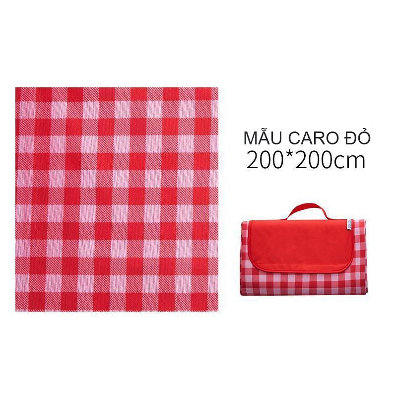 Bạt Trải Picnic 200x200cm Miếng Lót Du Lịch Dã Ngoại Xếp Gọn Họa Tiết Caro LY-015