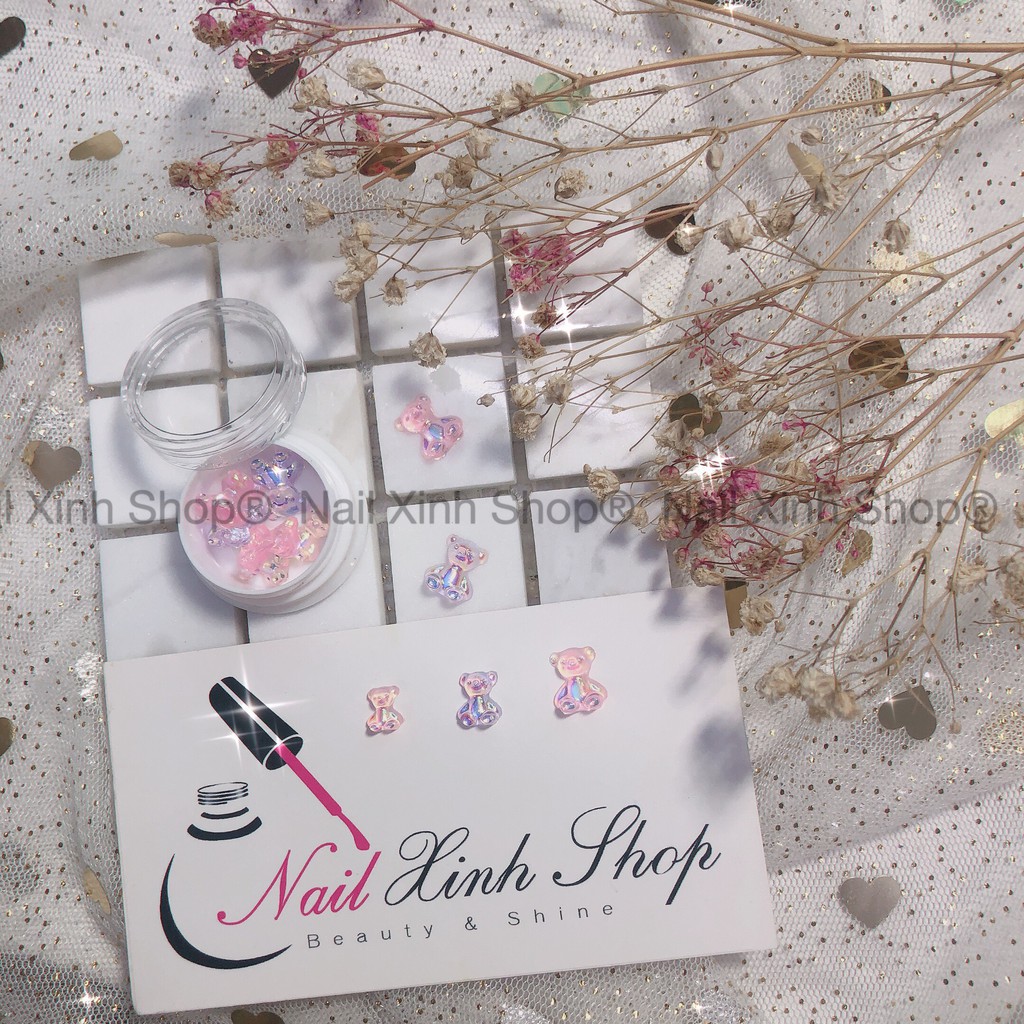 Hũ trang trí móng nail - 10 con gấu mix / charm gấu hot nail 2020