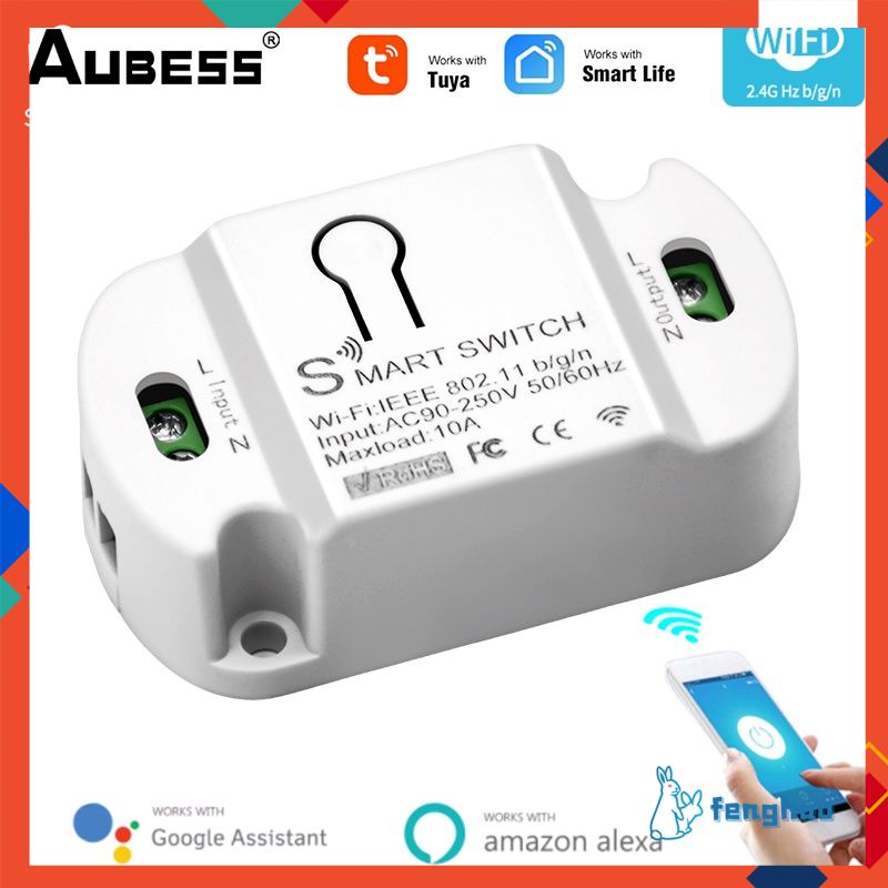 10A Wifi Công Tắc Ngắt Hẹn Giờ Nhà Không Dây Tự Động Hóa Tuya Alexa Google Home