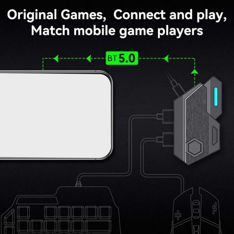 Bộ Bàn Phím + Chuột + Đầu Chuyển Đổi Kết Nối Bluetooth Hỗ Trợ Chơi Game PUBG Cho IOS Android SE