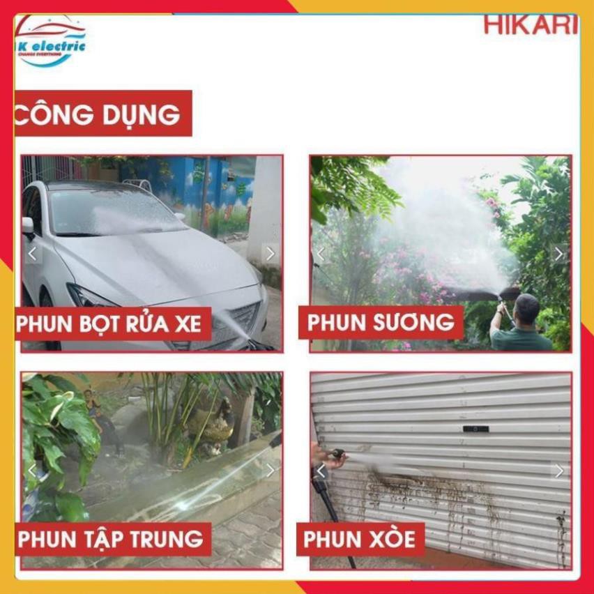 Máy rửa xe mini, Máy xịt rửa cao áp HIKARI HK-H3 - Có áp chống giật + Chống cháy [BH 24 Tháng]