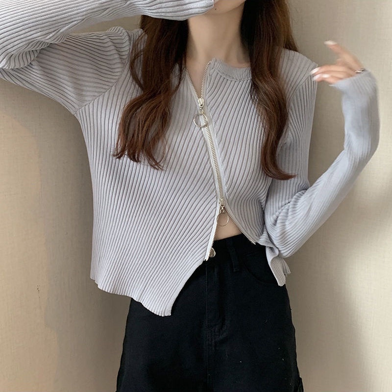 Áo cardigan Dệt Kim Tay Dài Dáng Ôm Có Khóa Kéo Thời Trang Cho Nữ NZ-MY-01