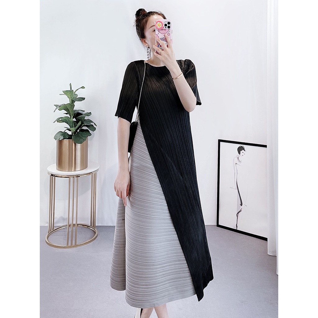 Issey Miyake Đầm Xếp Ly Dáng Rộng Cao Cấp Thời Trang Mùa Xuân 2023 Cho Nữ