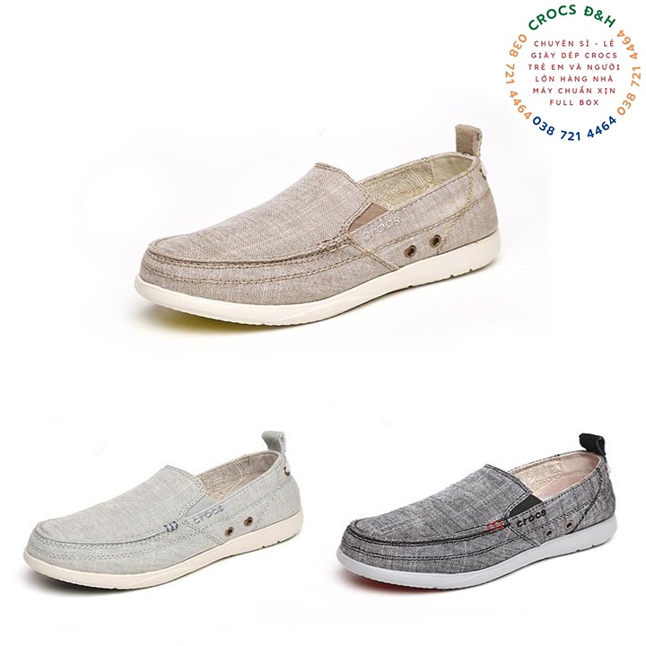 Giày dép crocs - giày vải crocs walu chambray cho nam, chống trơn trượt, chống hôi chân, hàng nhà máy xuất xịn