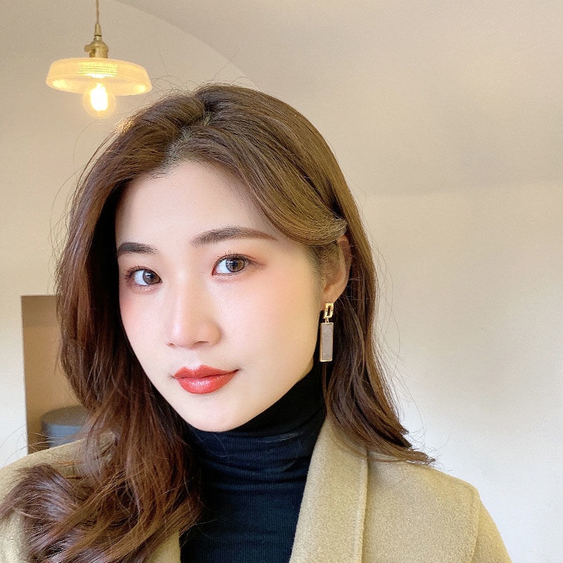 Bông Tai Mạ Bạc 925 Kiểu Hình Học Đơn Giản Phong Cách Nhật Hàn Cho Nữ