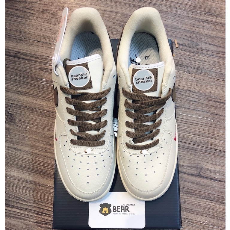 [Bear.sneaker] Giày thể thao nam nữ af1 viền nâu bản like au.th | BigBuy360 - bigbuy360.vn