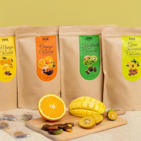 Cam nhúng Socola - Túi 500gr - SHE Chocolate - Bổ sung năng lượng. Quà tặng người thân, dịp lễ, thích hợp ăn vặt