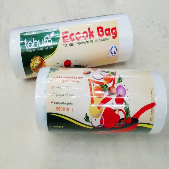 Cuộn túi nilon màng PE bọc đựng thực phẩm Ecook Bag từ 100-480 bảo quản thức ăn sạch sẽ có tự hủy