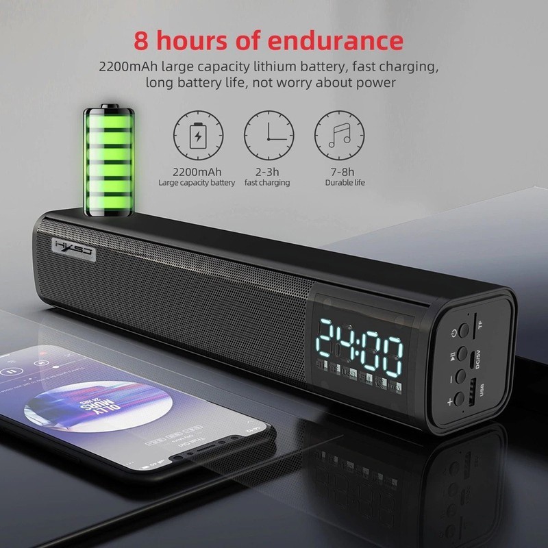 Loa Vi Tính Nghe Nhạc Không Dây Bluetooth 5.0 - HXSJ Q2 (Công Suất 10W Tích Hợp Đồng Hồ)